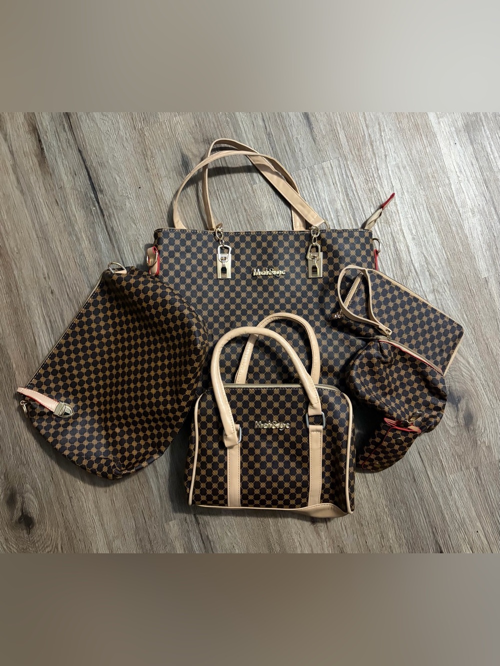 Mei&ge - Classic Brown and Tan Various Bags - 6 Piece Set